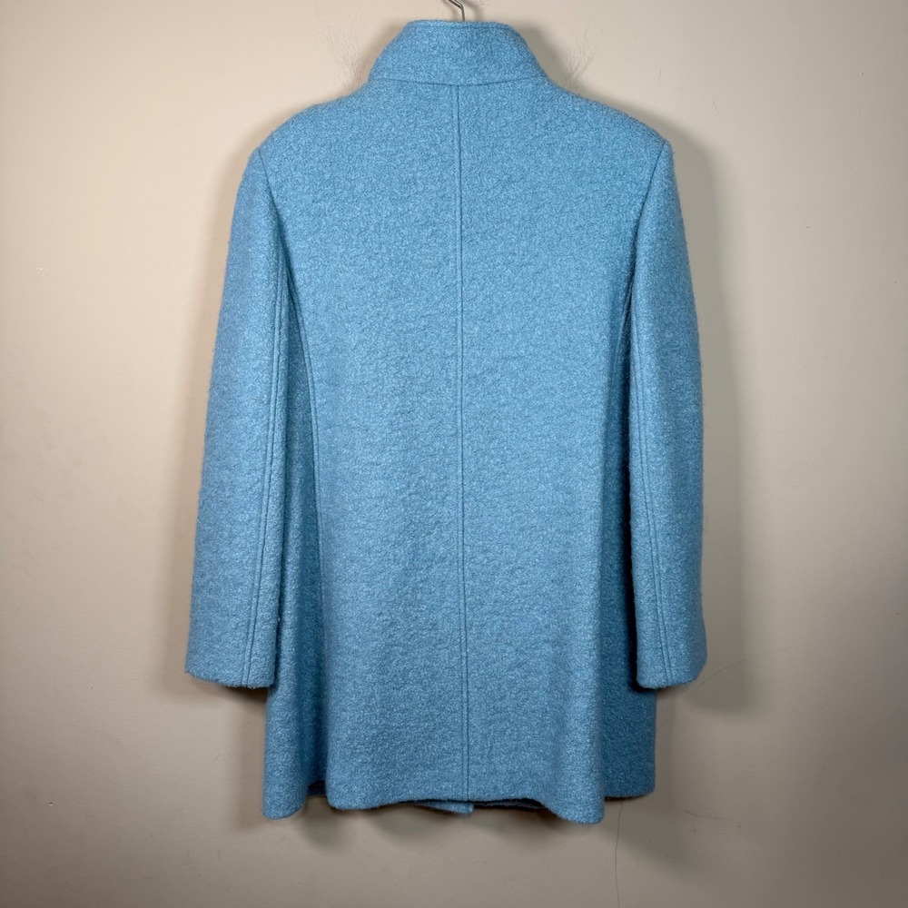 LOFT Mock Neck Blue Wool Blend Mid Length Coat Size XL - Picture 2 of 7